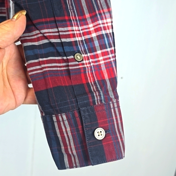 John Varvatos Mens RED White Blue PLAID Cotton Button down Shirt Sz.M - Picture 8 of 12